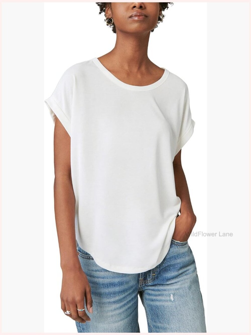 Sandwash Dolman Tee - Crew Neck Short Sleeve Casual T-Shirt